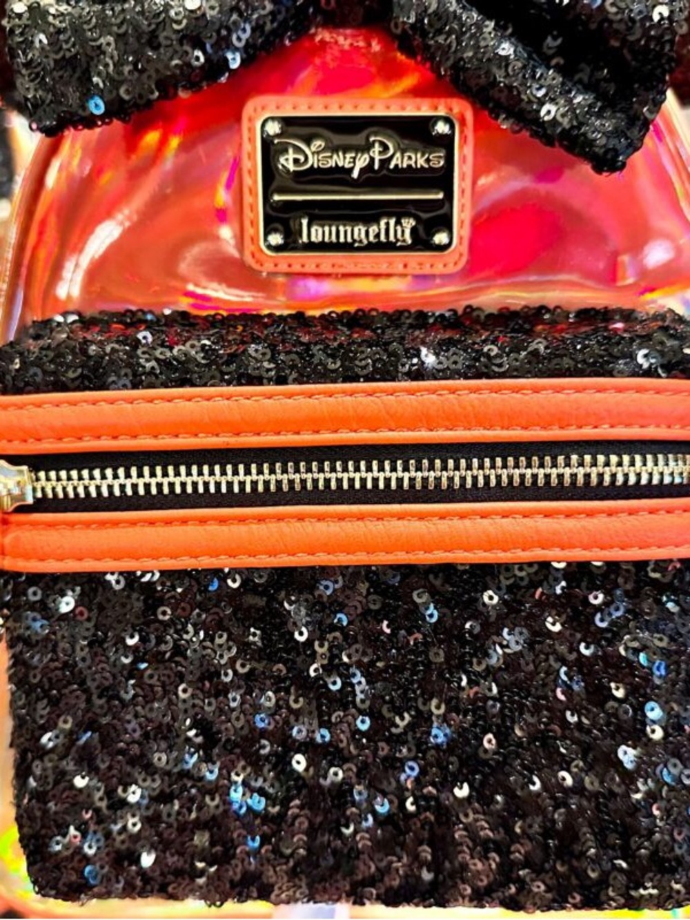 Loungefly Disney Parks Iridescent and black sequins mini backpack - Picture 2 of 7